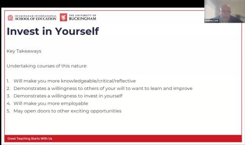 Career Pathways in Teaching webinar — Invest in Yourself slide