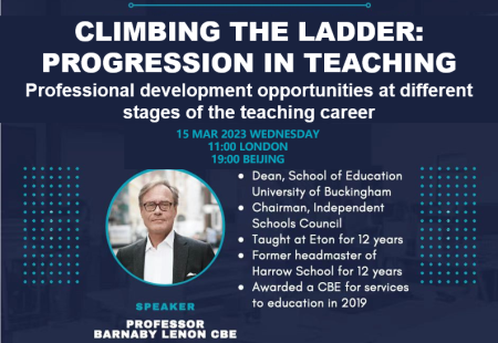 Dont miss out on our webinar with Prof. Barnaby Lenon on Progression in Teaching